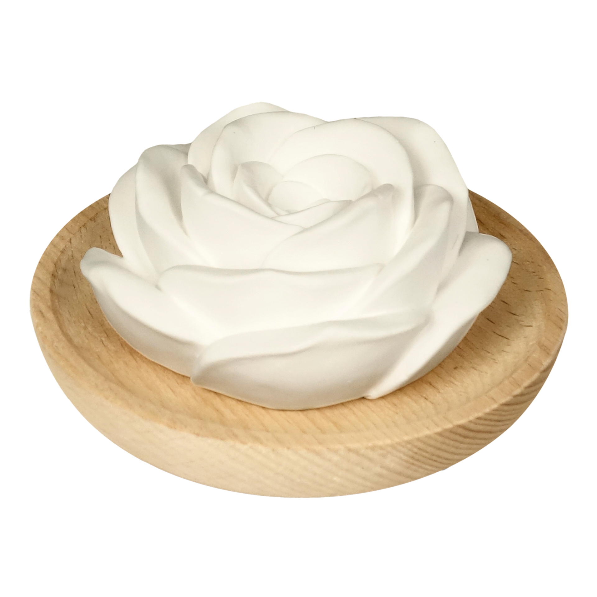 Duftstein Rose mit Holzteller Duftstein Rose mit Holzteller